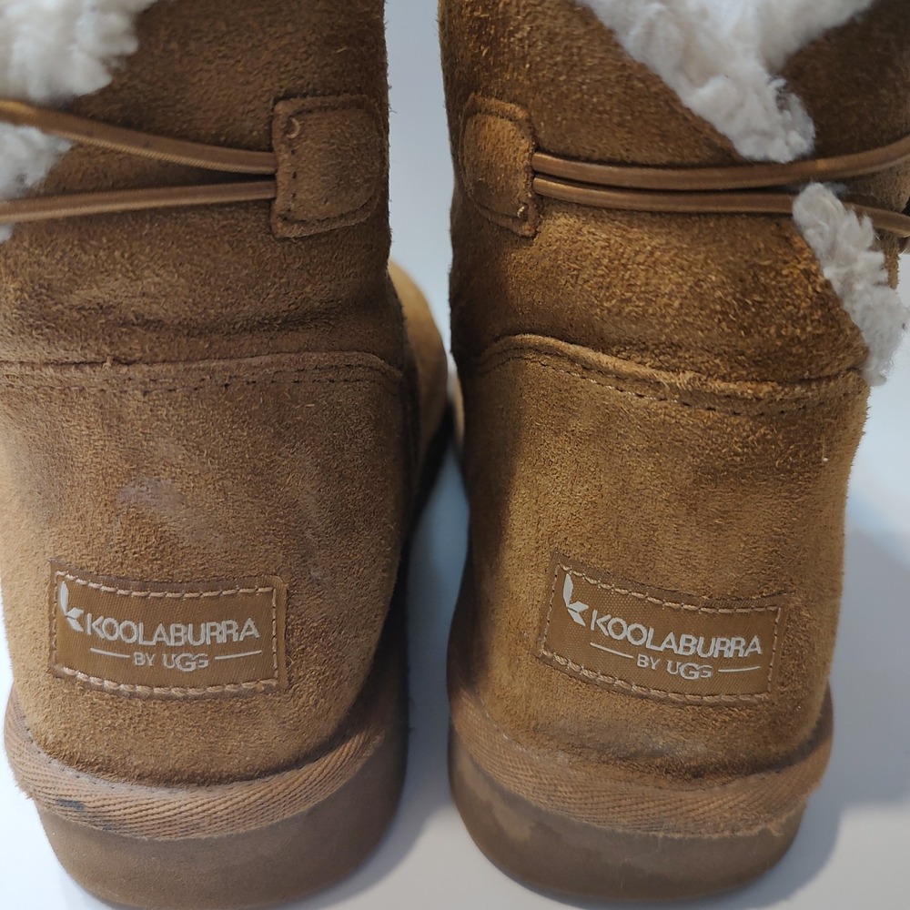 Koolaburra UGG Nalie Mini Boots Women Sz 8 Chestnut Suede Faux Fur 1145890 - Picture 2 of 9